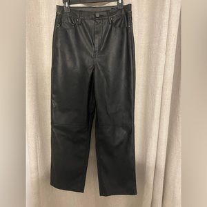 Pleather straight leg pants.